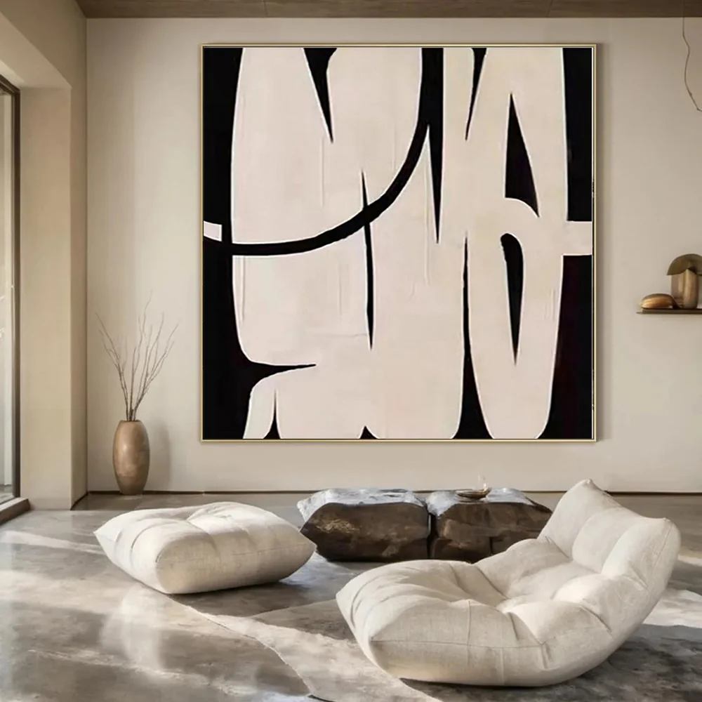 White Industrial Forms - handmade textured painting for entryway